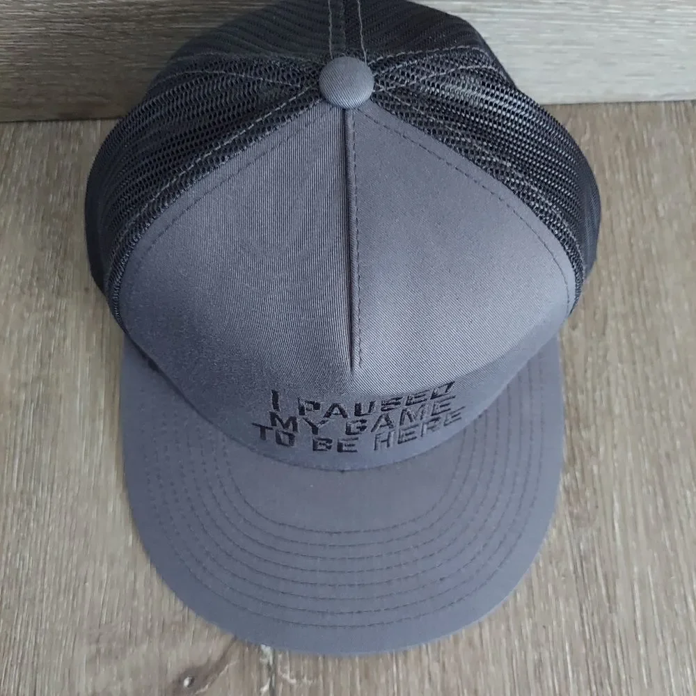 Sport-Tek I Paused My Game To Be Here Gray Snapback Hat